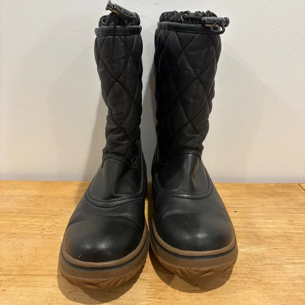 Coach Samara Quilted Winter Boots Women Black Size 8B Leather Nylon Snow Boots